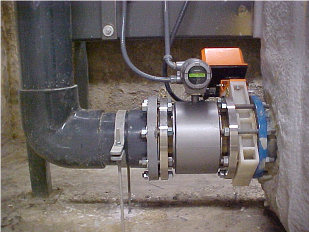 đồng hồ đo lưu lượng nước xả thải trong đường ống